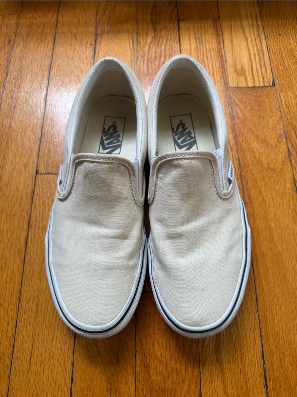 Vans Kids Slip-On Canvas Sneakers in Light Beige